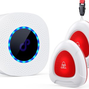 Botones de llamada inalámbricos para monitoreo de ancianos, sistema de alerta de emergencia de enfermería para personas mayorespacientes, 2 botones Botones de llamada inalámbricos para monitoreo de ancianos, sistema de alerta de emergencia de enfermería para personas mayorespacientes, 2 botones