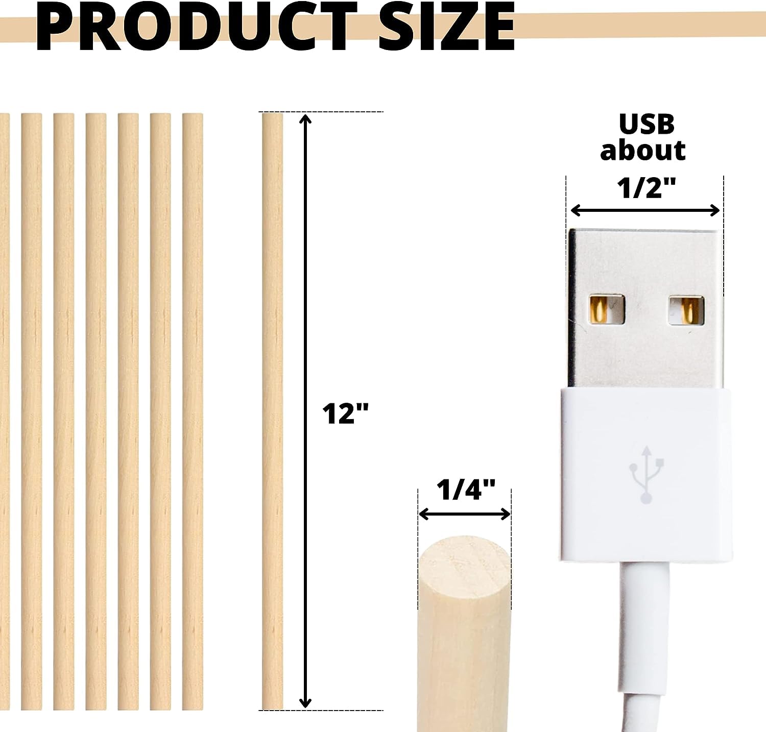 120 varillas de madera de 12 pulgadas, palos de madera de 14 pulgadas para manualidades, palos de madera, tacos de madera para manualidades, barra