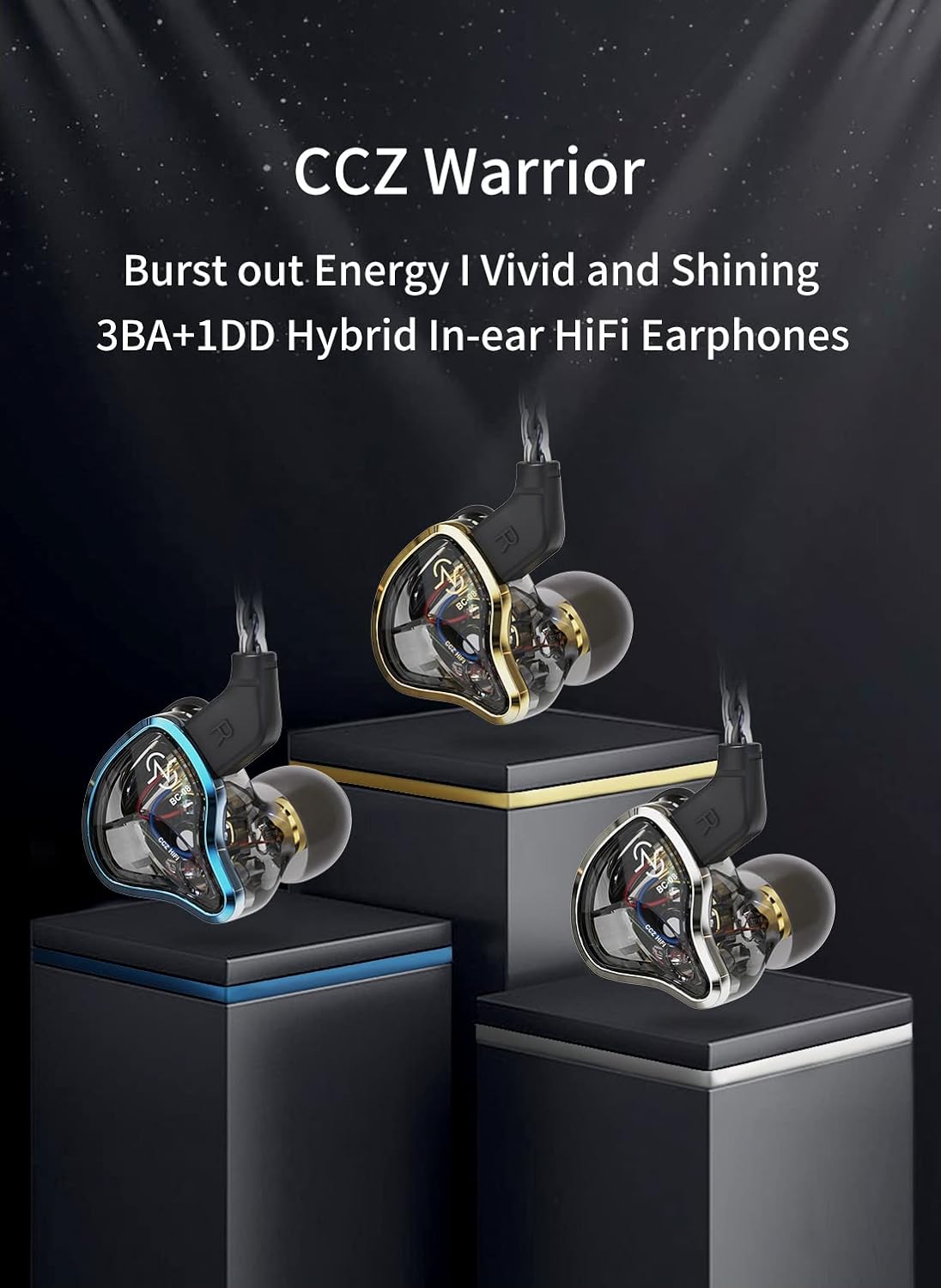 KEEPHiFi CCZ Warrior Budget IEM 3BA+1DD Hybrid in Ear Monitor, auriculares con marco de metal galvanizado con cable con sonido equilibrado y neutro