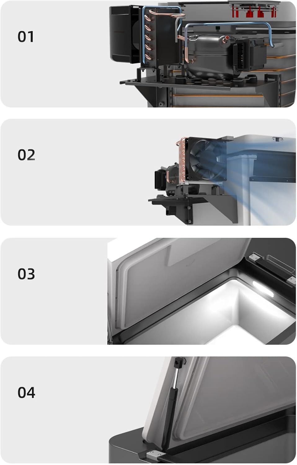 Refrigerador de coche, congelador portátil, capacidad de 33 litros  71.6 F enfriamiento rápido, refrigerador de coche de baja potencia de 45 W para