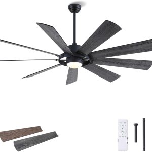 Dannilong Ventiladores de techo de 72 pulgadas con luces, ventilador de techo grande para interiores y exteriores con control remoto, motor Dannilong Ventiladores de techo de 72 pulgadas con luces, ventilador de techo grande para interiores y exteriores con control remoto, motor