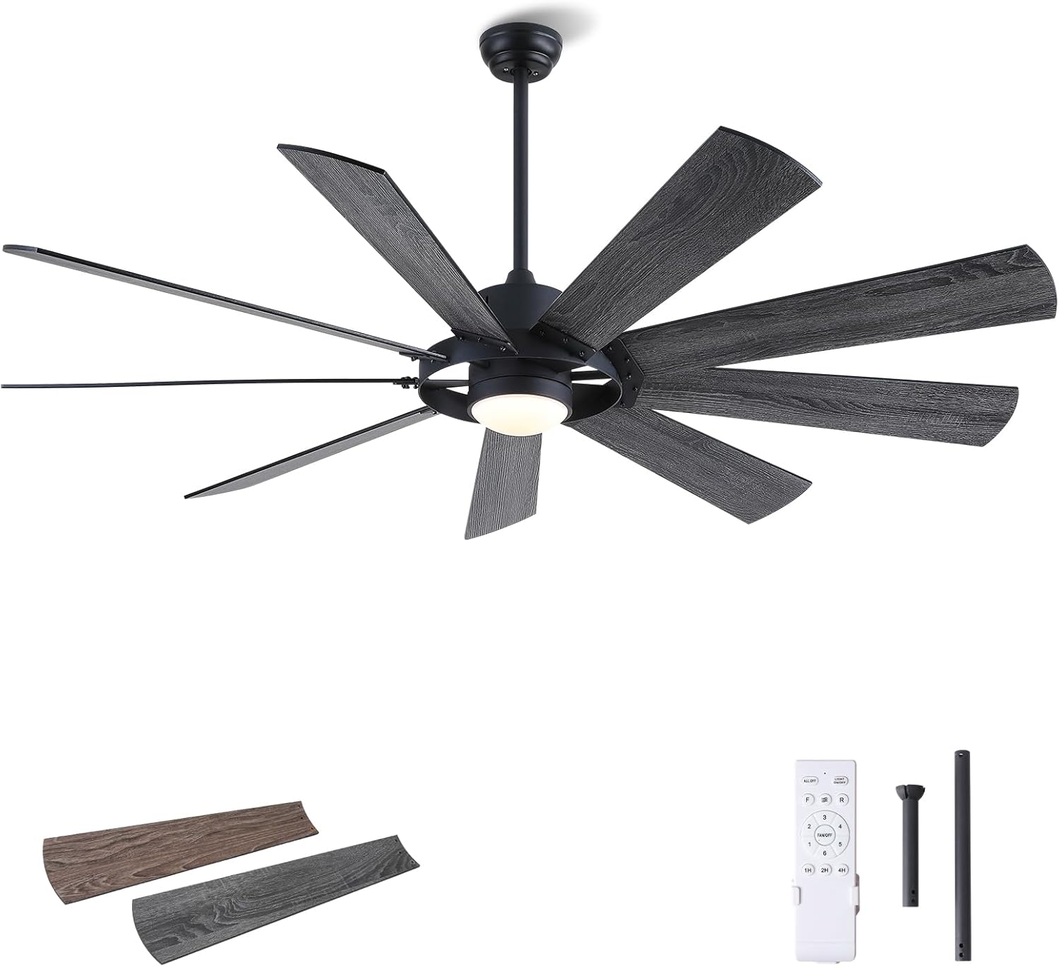 Dannilong Ventiladores de techo de 72 pulgadas con luces, ventilador de techo grande para interiores y exteriores con control remoto, motor