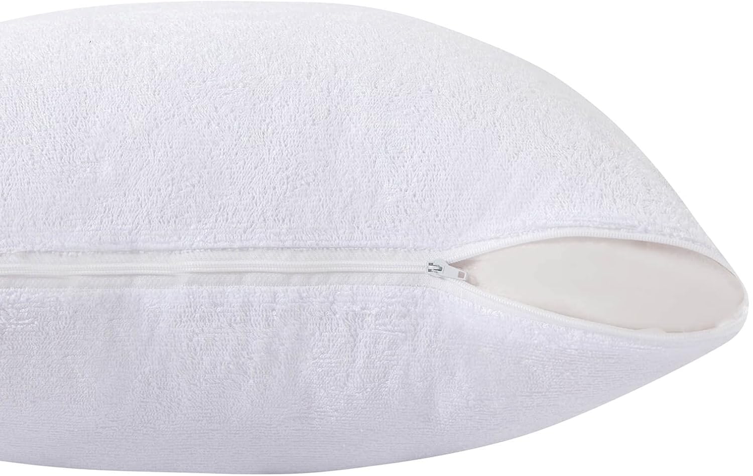 Protectores de almohada impermeables a prueba de plumas con cremallera de 16 x 16 pulgadas, paquete de 2 fundas de almohada cuadradas de rizo de