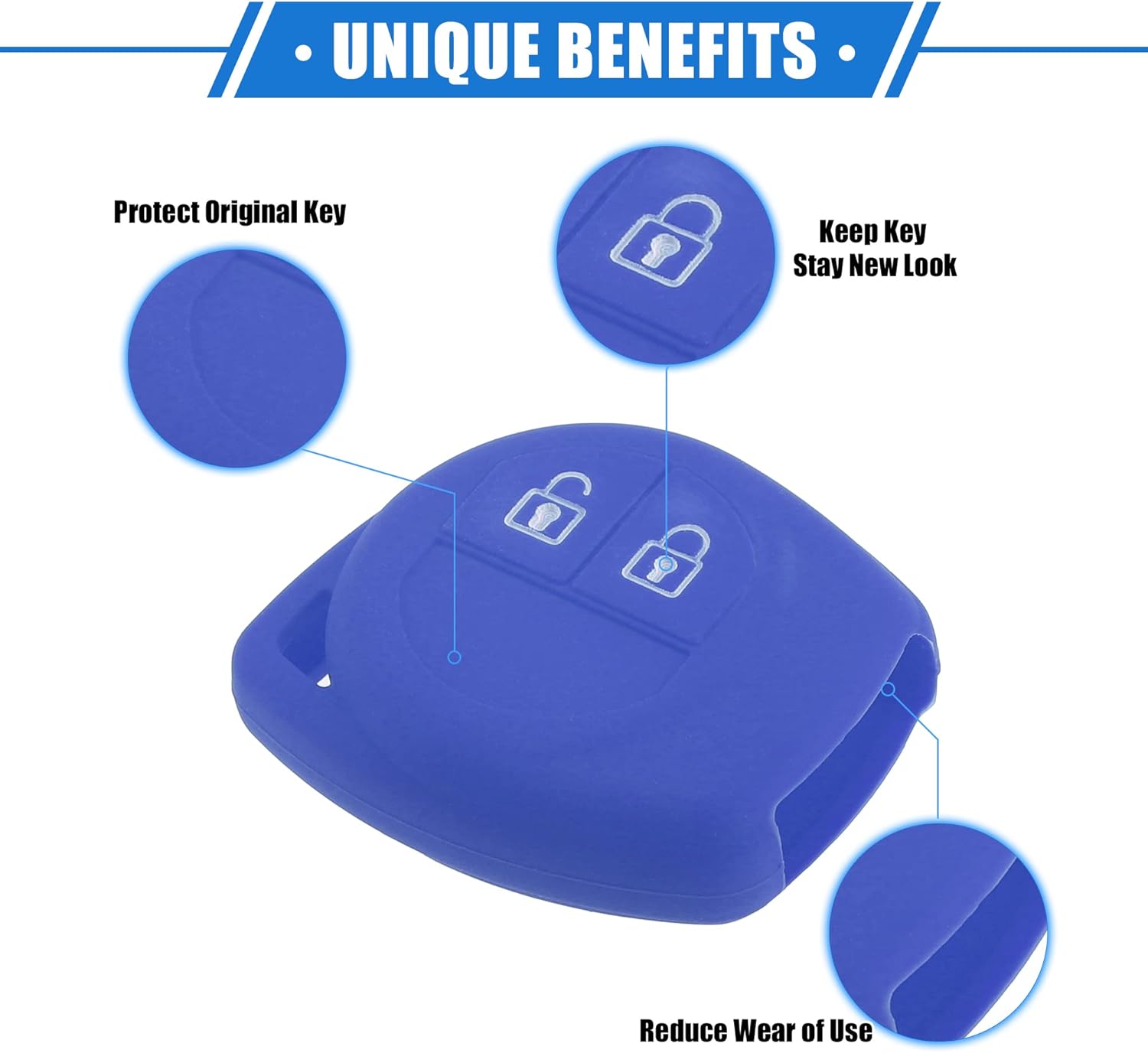 2 fundas para llavero compatibles con Suzuki 2 botones, silicona duradera, color azul oscuro, funda protectora para llave remota