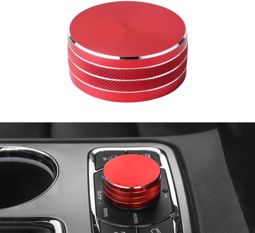 LECART Para Jeep Grand Cherokee Accesorios 2014-2021 Central Multimedia 4WD Interruptor Pomo Cubierta de Aleación de Aluminio Roja 1 Paquete