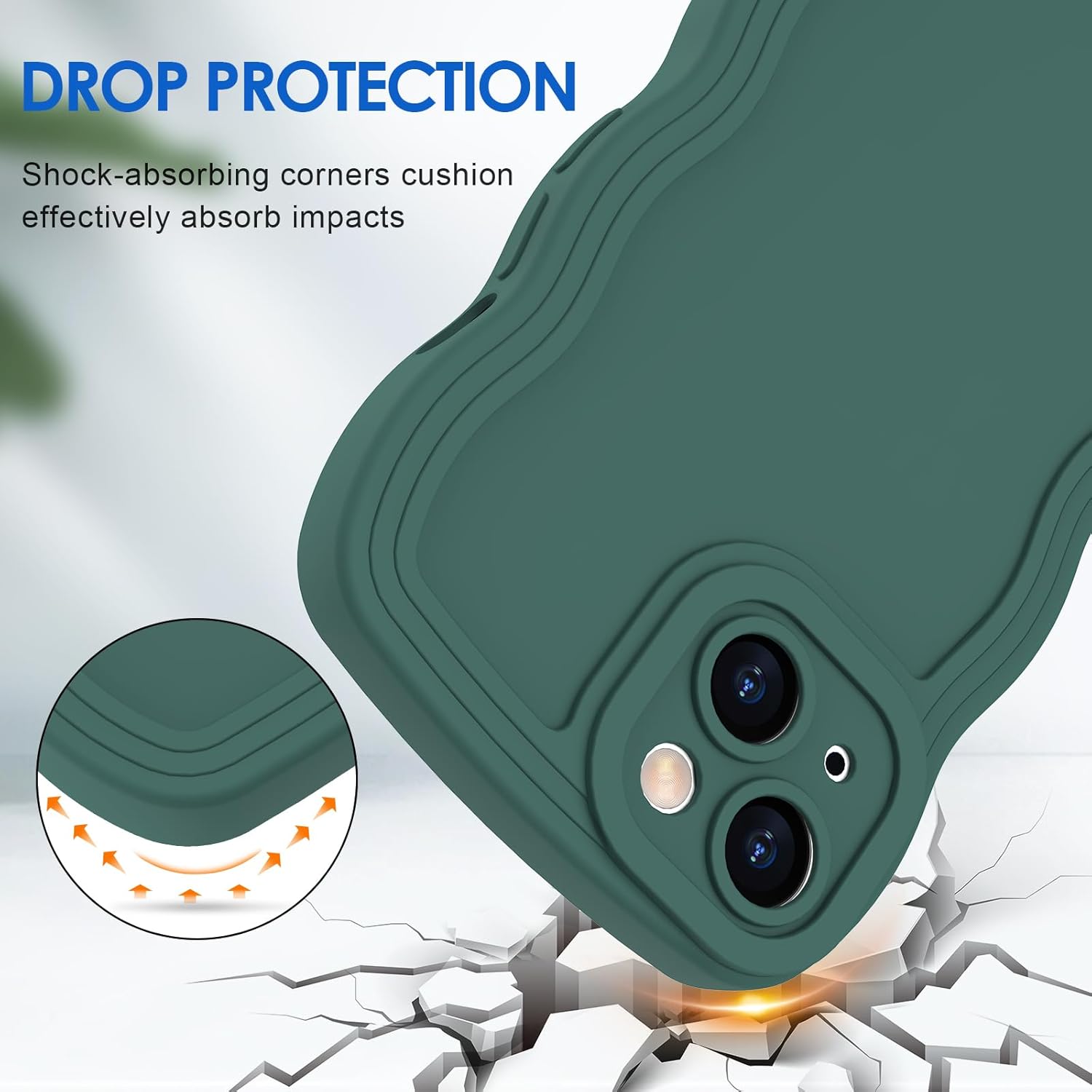 Anuck Funda para iPhone 14 Plus, diseño de marco rizado para mujeres y niñas, bonita funda de teléfono estética ondulada de color sólido, suave,