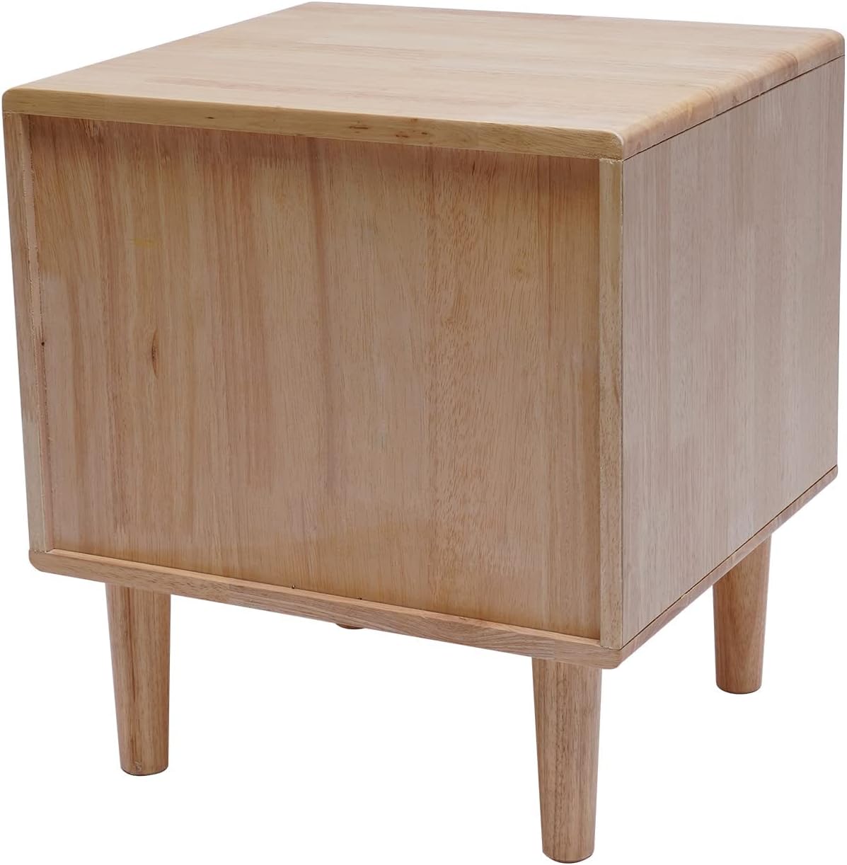 Mesitas de noche modernas de madera con mango ranurado de mediados de siglo, mesa auxiliar para dormitorio, cajón de almacenamiento y estante con 2