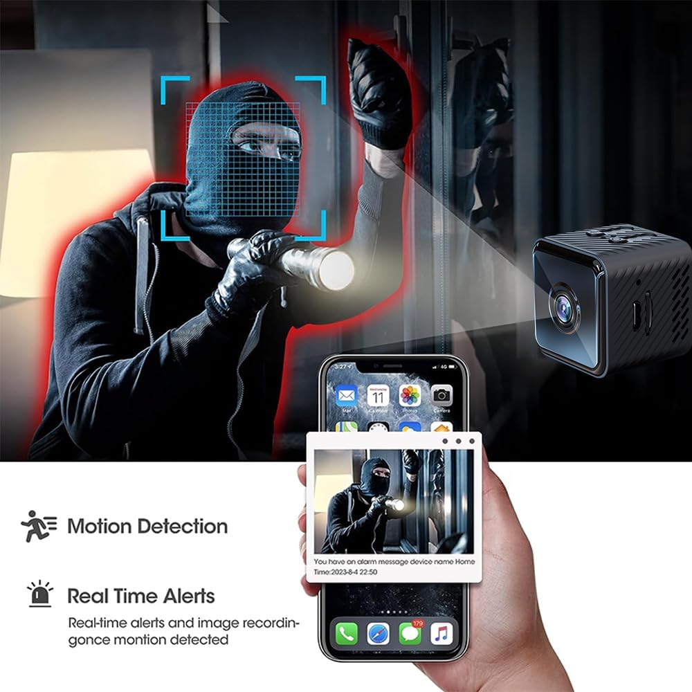Mini cámara de seguridad inalámbrica 2023SHPTDJTIC para exterioresinteriores con audio, cámara oculta, cámara de vigilancia para el hogar, batería