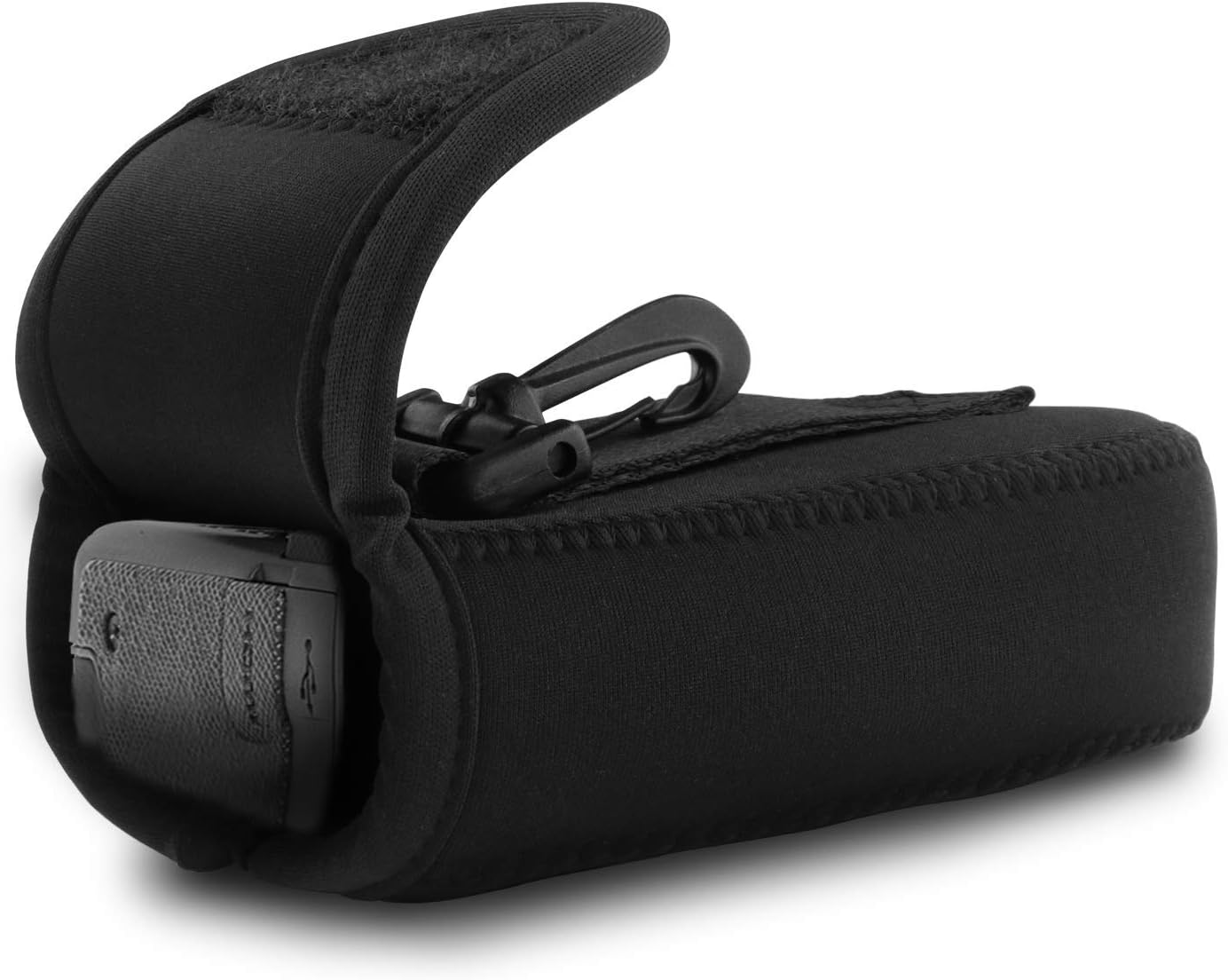 MegaGear Nikon Coolpix W300, AW130, Ricoh WG-30W, WG-50 Funda de neopreno ultra ligera para cámara, con mosquetón, color negro, MG1276, piel