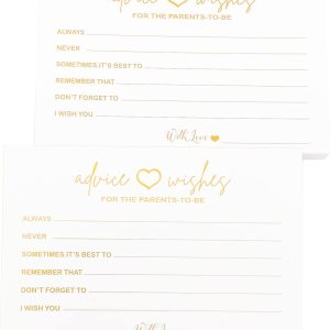 RXBC2011 Tarjetas de consejos y deseos para los padres para ser Baby Shower Games Tarjeta de consejos para mamá y papá nuevo paquete de 50 (dorado) RXBC2011 Tarjetas de consejos y deseos para los padres para ser Baby Shower Games Tarjeta de consejos para mamá y papá nuevo paquete de 50 (dorado)