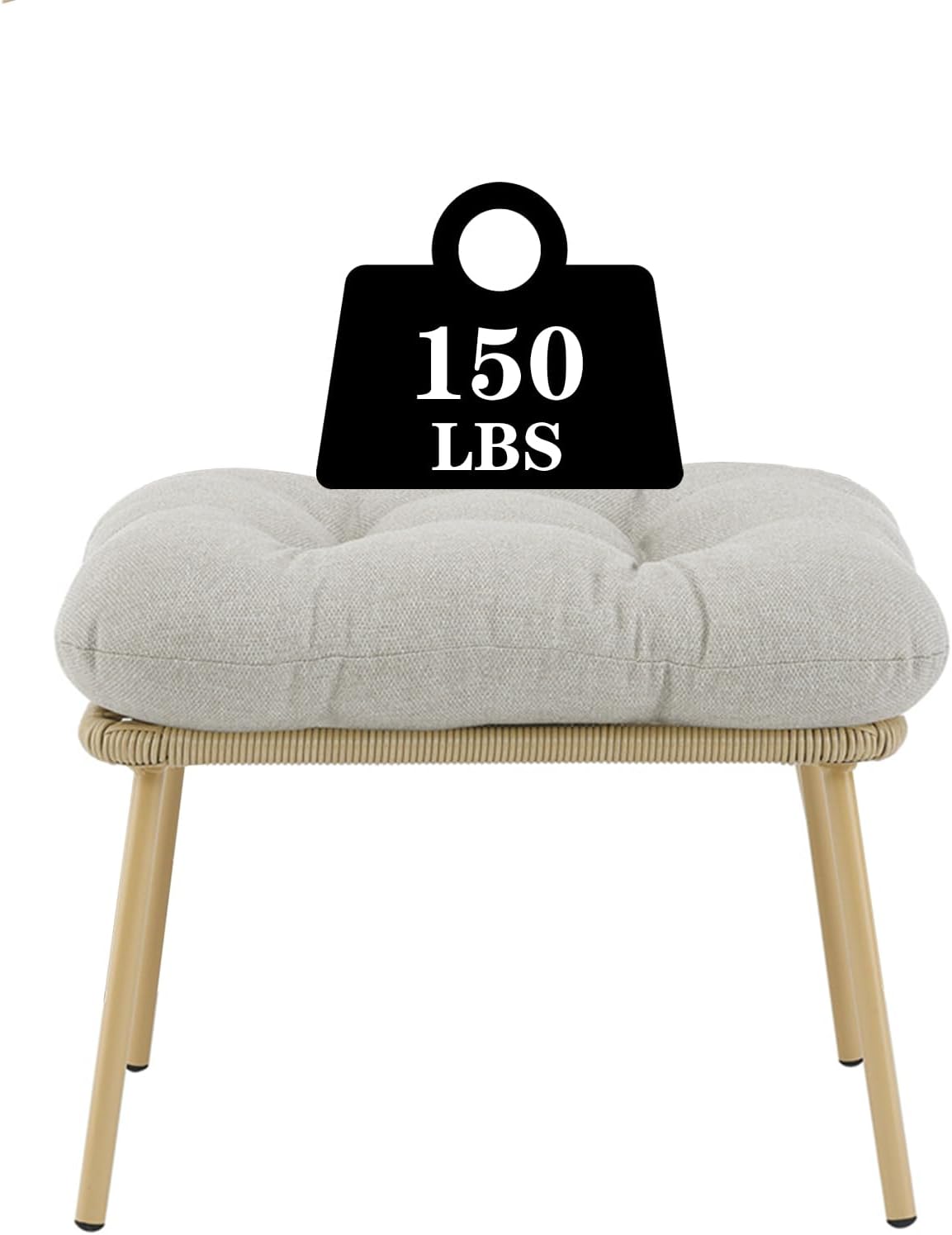 Belord Silla de mimbre con otomana, capacidad de 350 libras de capacidad, para interiores y exteriores, con forma de huevo, con soporte, cojín