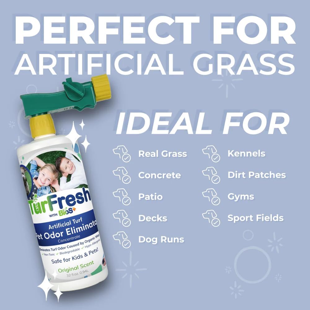 BioS+ Limpiador de césped artificial Eliminador de olores de mascotas concentrado enzimático orgánico, no tóxico, ecológico uso en exteriores 32