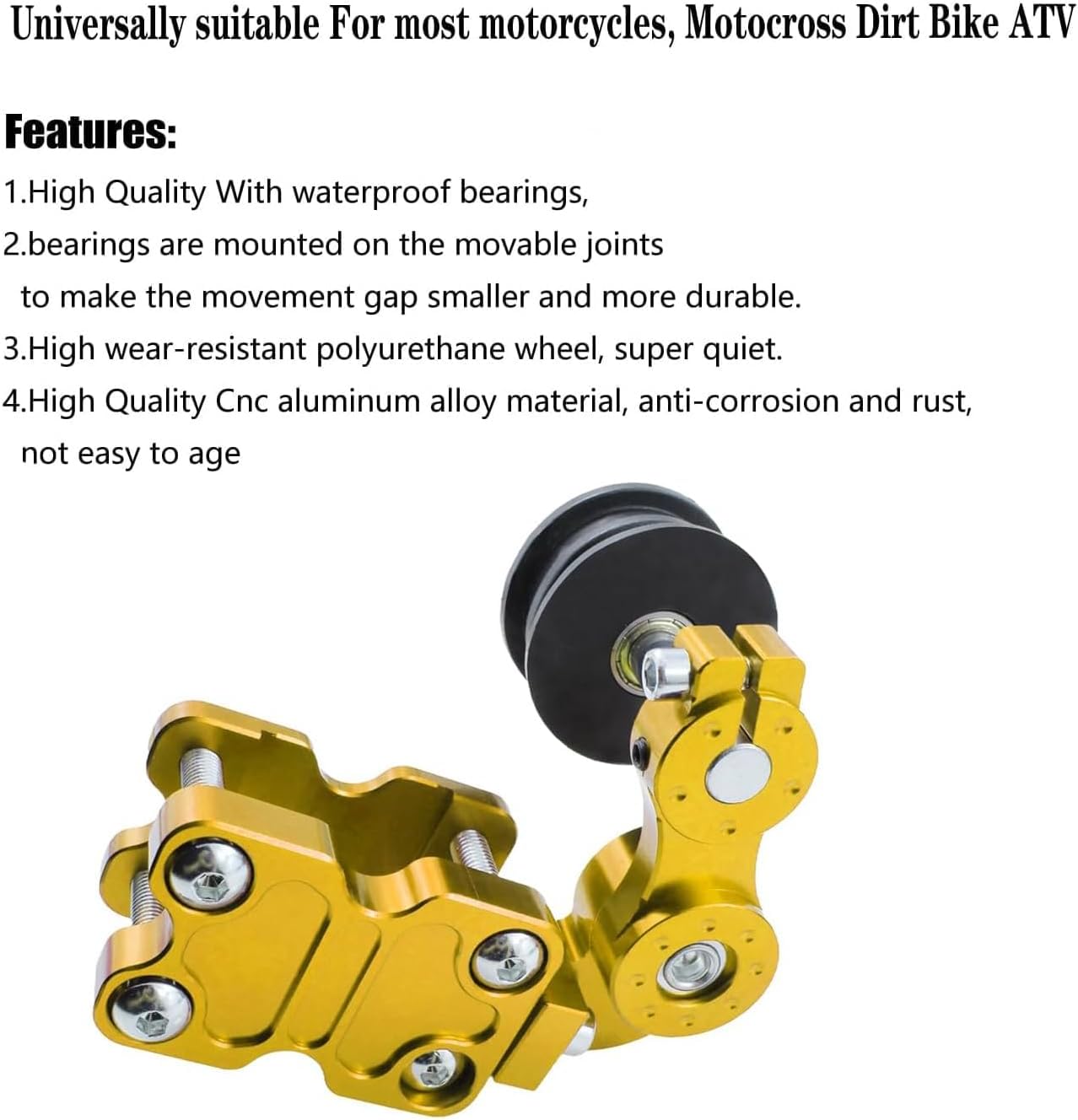 Ajustador tensor de cadena, regulador automático universal de cadena de aluminio para motocicleta, motocross, Dirt Pit Bike ATV (dorado)