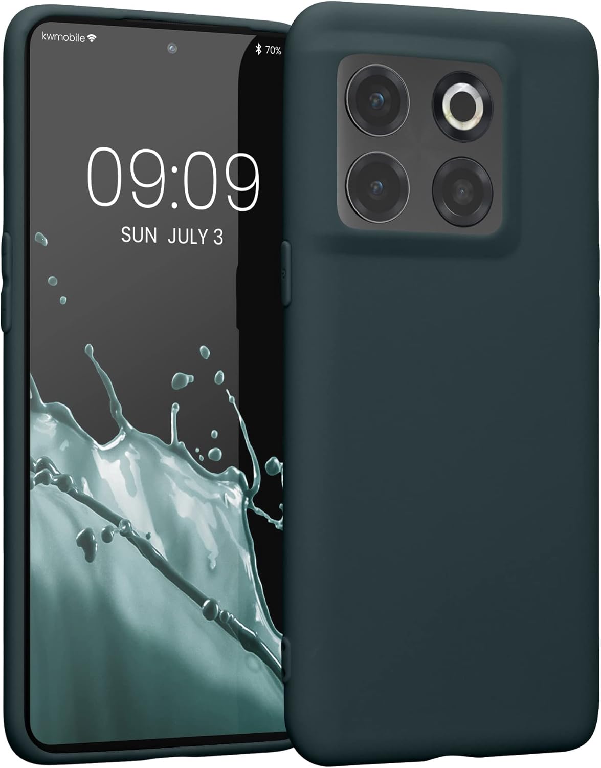 kwmobile Funda compatible con OnePlus 10T 5G – Funda protectora de silicona TPU suave y delgada – Pizarra oscura