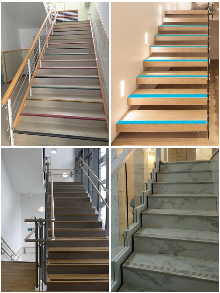 Pisada de seguridad, autoadhesiva, antideslizante, de 3.2 pies, para escalones de interiores y exteriores, impermeable y resistente al fuego (color