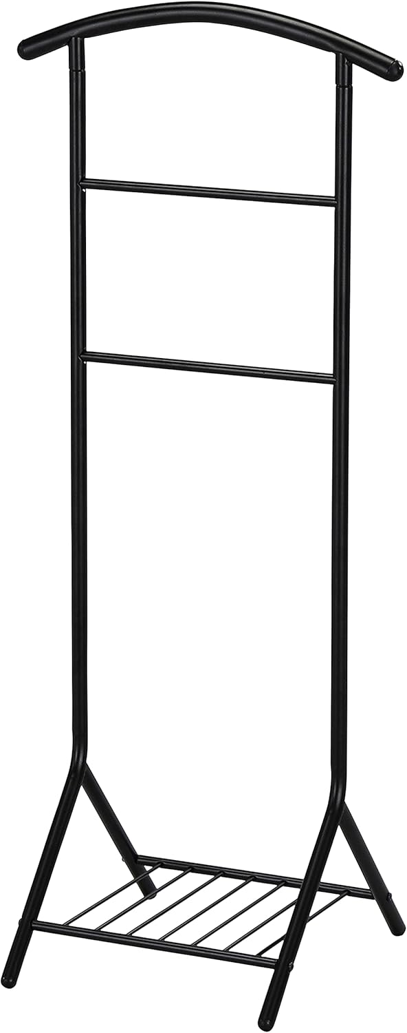 Kings Brand Furniture – Organizador de soporte de metal negro Amos para vestuario, perchero, colgador de contorno, zapatero para pantalones