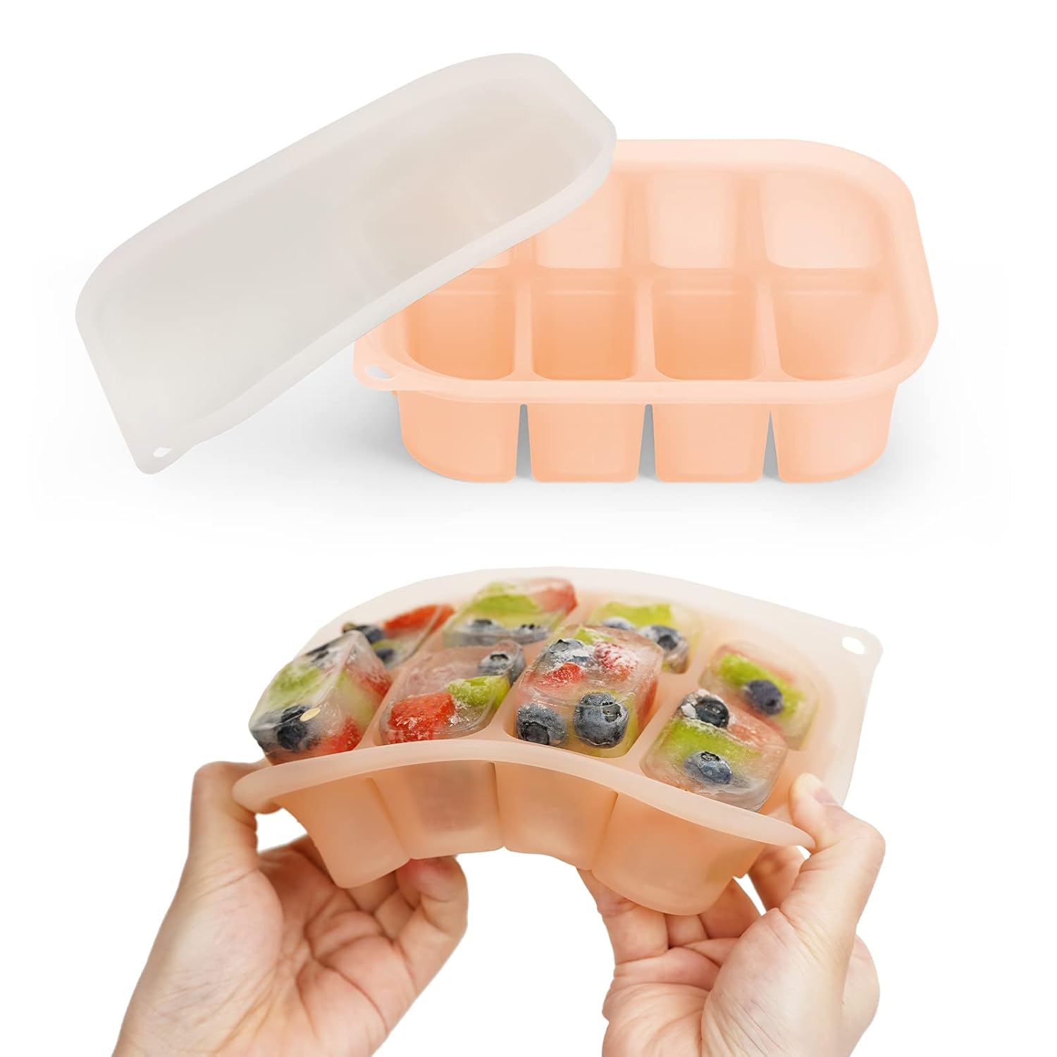 haakaa haakaa – Bandeja de silicona para congelador de alimentos para bebés con tapa, contenedor de almacenamiento perfecto para alimentos caseros