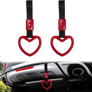 2 anillos decorativos de advertencia para parachoques trasero en forma de corazón, correas para manija de automóvil, autobús de metro, repuesto para 2 anillos decorativos de advertencia para parachoques trasero en forma de corazón, correas para manija de automóvil, autobús de metro, repuesto para