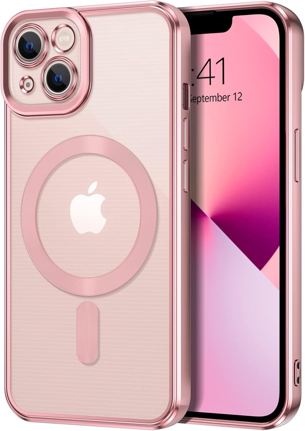 GUAGUA Funda magnética transparente para iPhone 13 de 6.1 pulgadas, compatible con MagSafe Slim Fit Soft TPU a prueba de golpes, borde protector