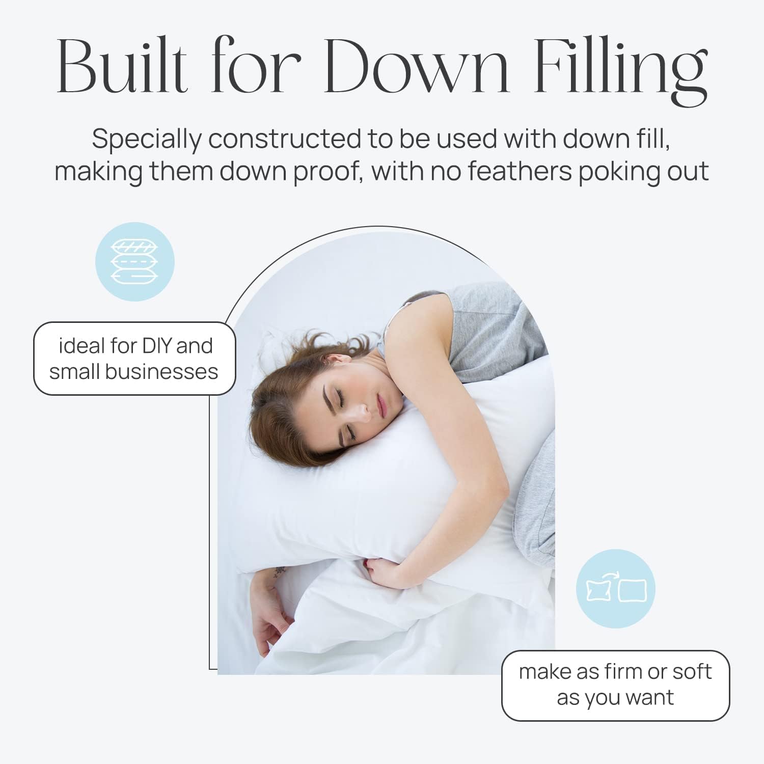 East Coast Bedding Funda de almohada vacía sin relleno, 100 % algodón, solo se utiliza para relleno de plumón a granel para tapicería, bricolaje,
