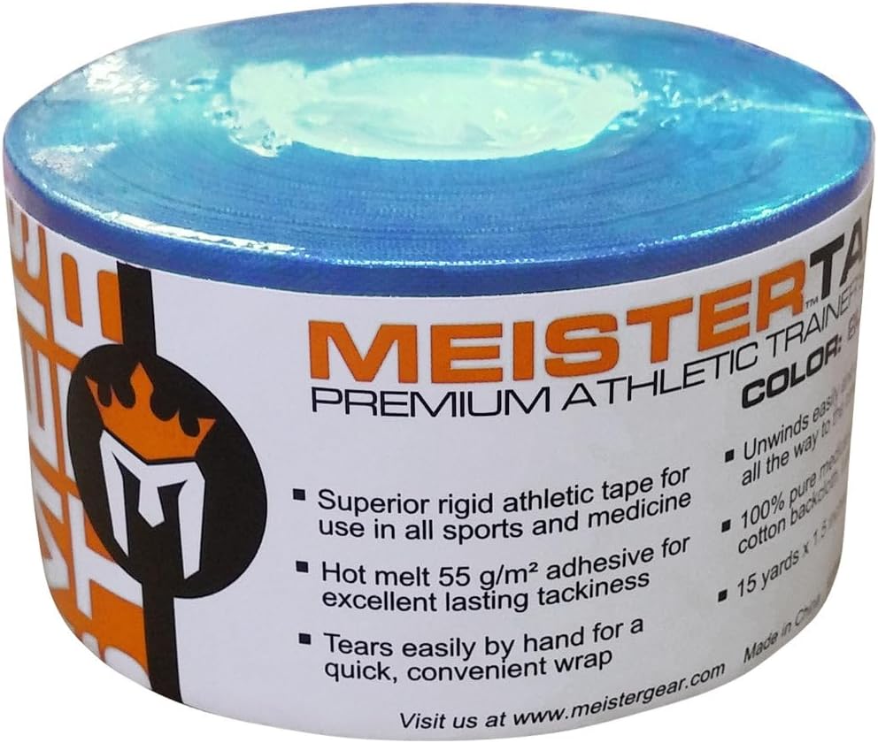 Meister Cinta de entrenamiento atlético prémium de 15 yardas x 1.5 pulgadas para deportes y médicos (50% más larga), color azul, 1 rollo