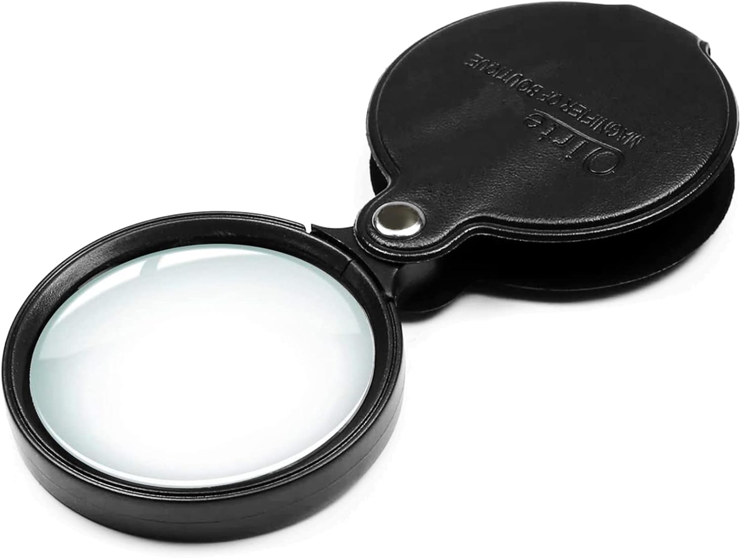 10X Small Pocket Magnifier Glass, Mini Folding Magnifying Lenses with Rotating Protective Leather Sheath for Seniors Reading, Inspection, Kids for
