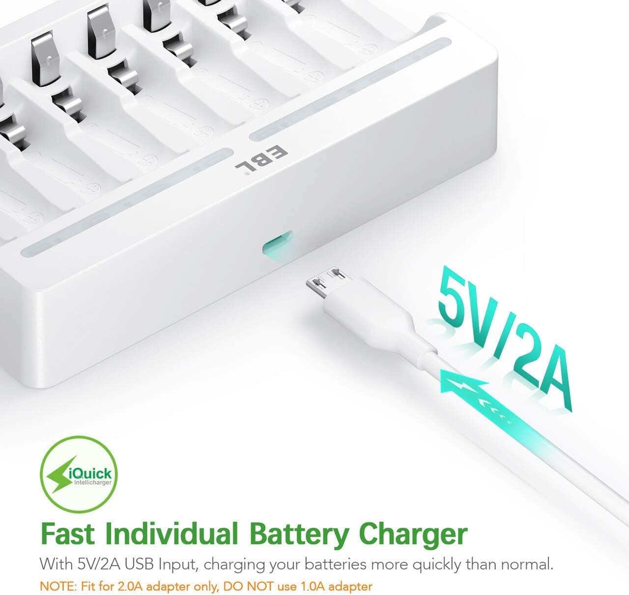 EBL Peine de baterías recargables AA AAA con kits de cargador, 8 pilas AA de 2800 mAh y 16 pilas recargables AAA de 1100 mAh con cargador de batería