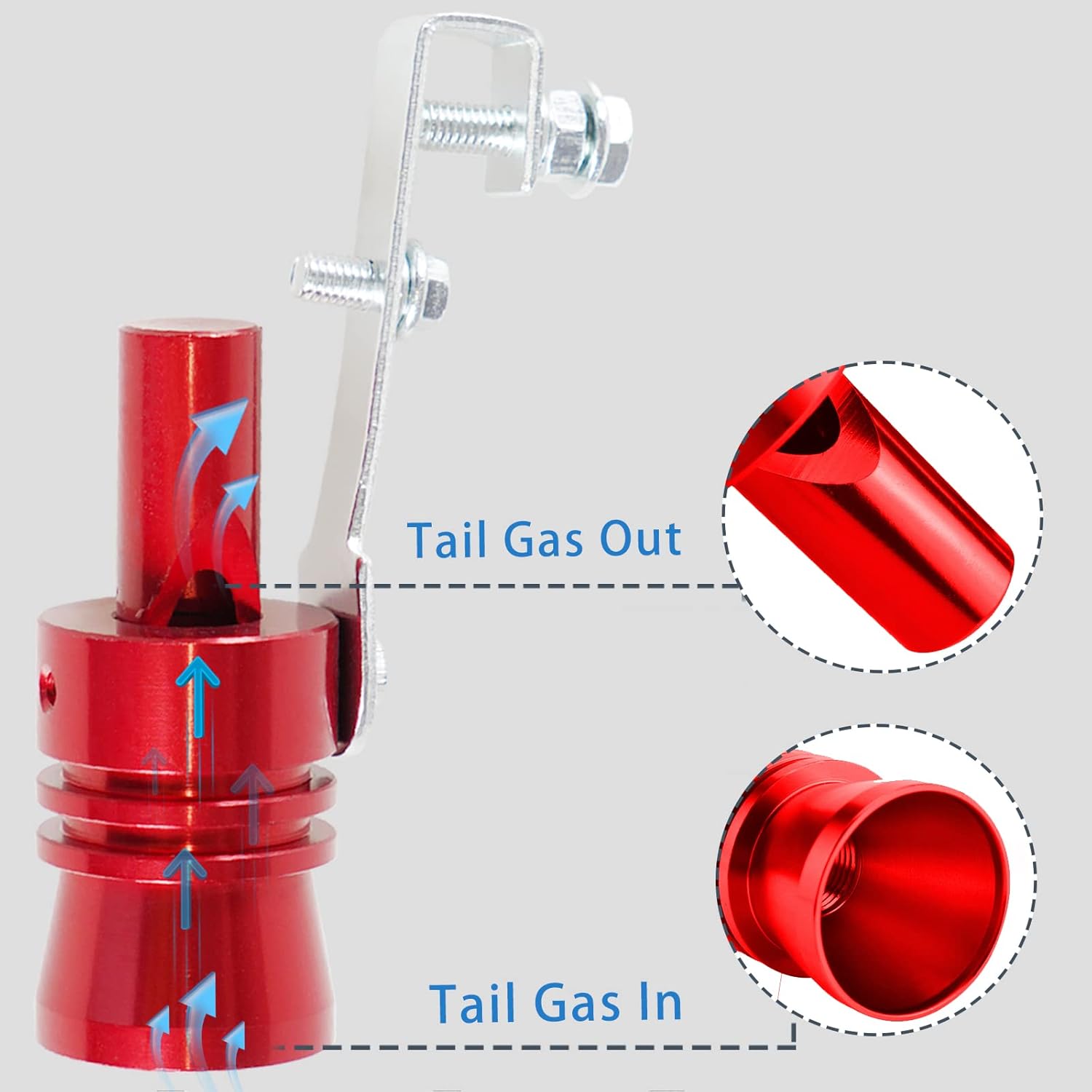 YESHMA Silenciador universal rojo universal de sonido turbo silenciador de tubo de sonda simulador de sonido de tubo de escape potenciador de ruido