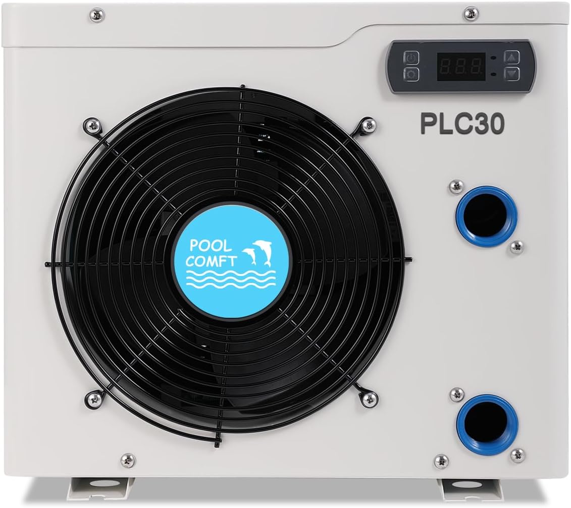 POOLCOMFT -Bomba de calor para piscina 11488BTU (máx.) para piscinas sobre el suelo, calentador de piscina PLC30 para piscinas de hasta 2000