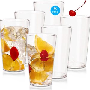 Juego de 6 vasos de plástico Tritan de 12 onzas, sin BPA, irrompibles de alta calidad, vasos de plástico reutilizables inastillables aptos para Juego de 6 vasos de plástico Tritan de 12 onzas, sin BPA, irrompibles de alta calidad, vasos de plástico reutilizables inastillables aptos para