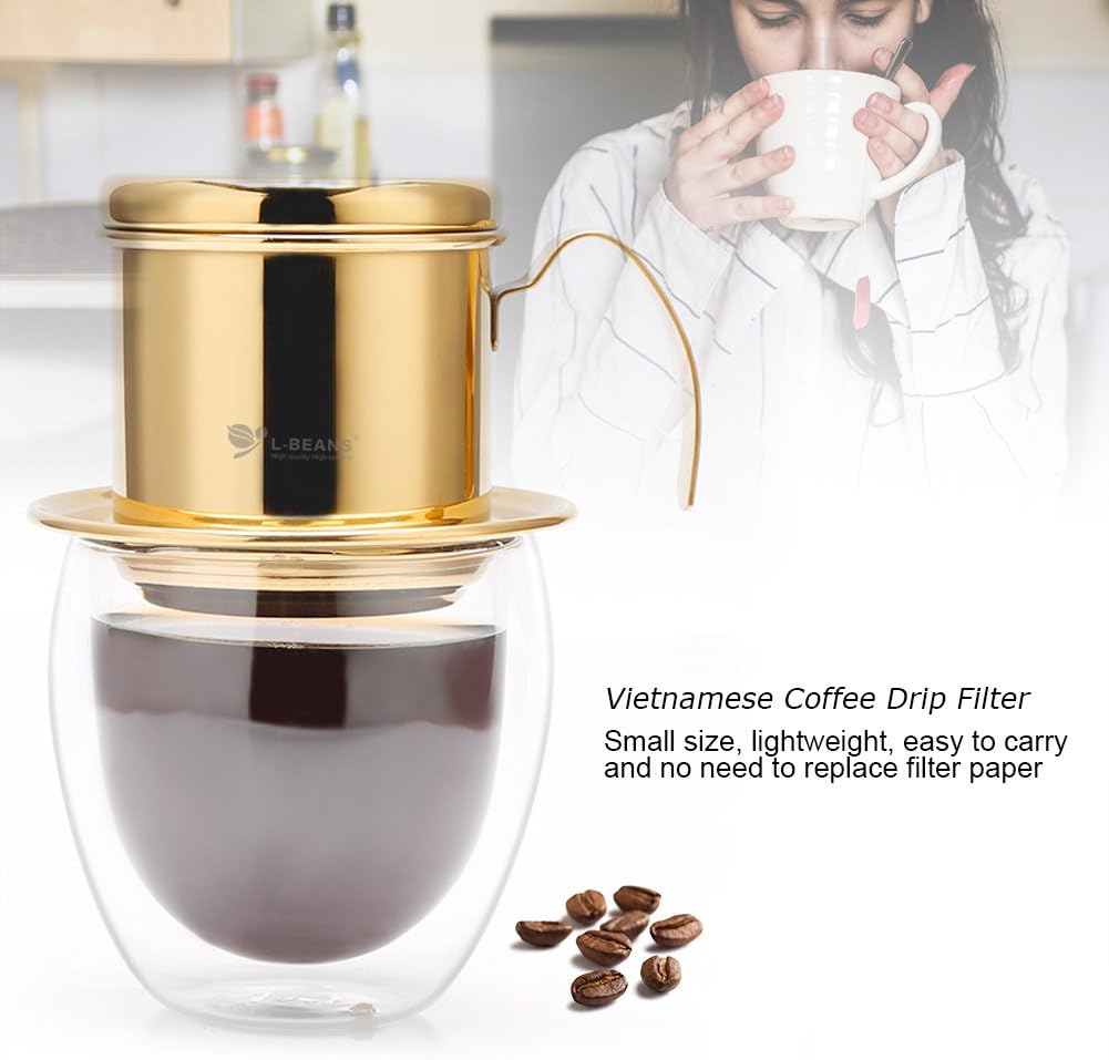 Filtro de café, filtro para cafetera vietnamita, reutilizable, de acero inoxidable, con infusión permanente para verter sobre gotero de café, regalo