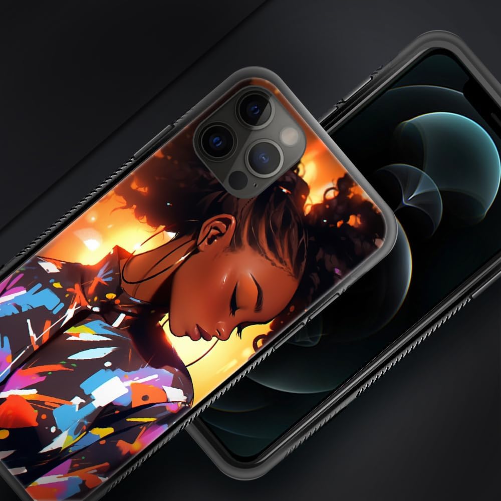 Funda compatible con iPhone 12, funda de niña negra afroamericana para iPhone 12 Pro, fundas para hombres y mujeres, diseño de patrón de regalo, a