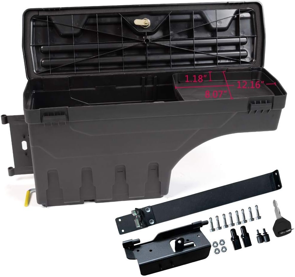 PIT66 Caja de herramientas de almacenamiento con cerradura compatible con Dodge Ram 1500 2500 3500 2002-2018 cajón izquierdo del lado del conductor