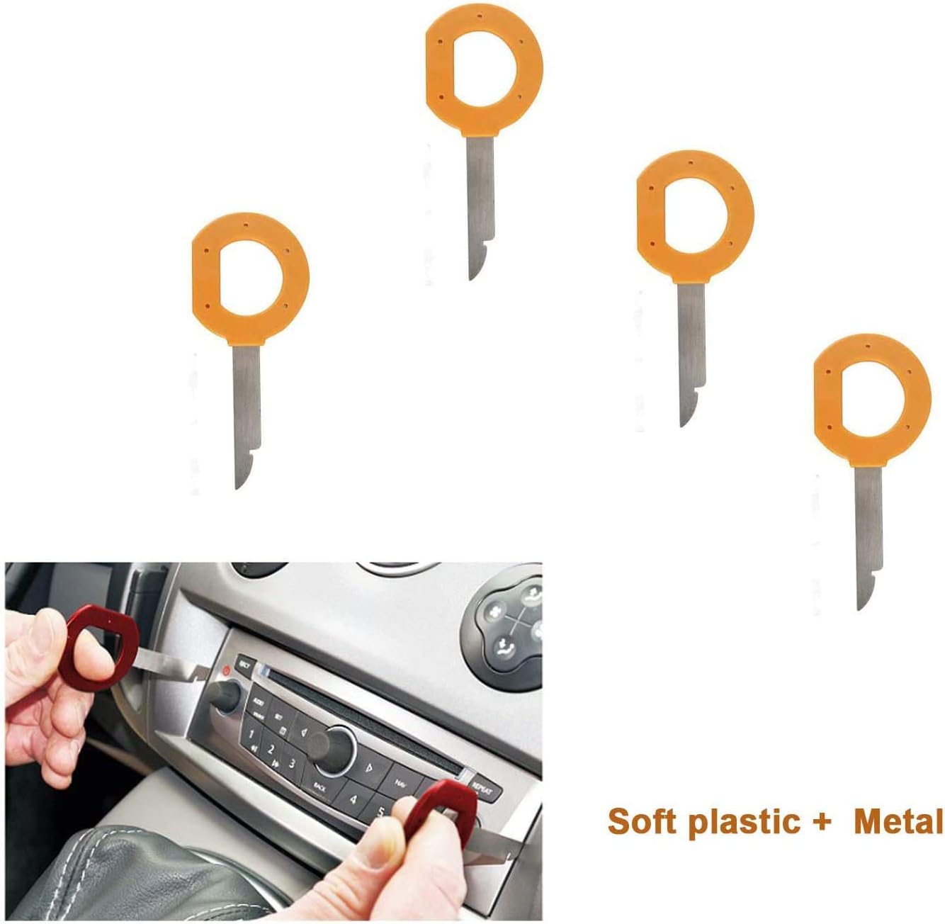 4 llaves de extracción de radio estéreo de coche compatibles con VW – SEAT – Audi – Skoda – Ford