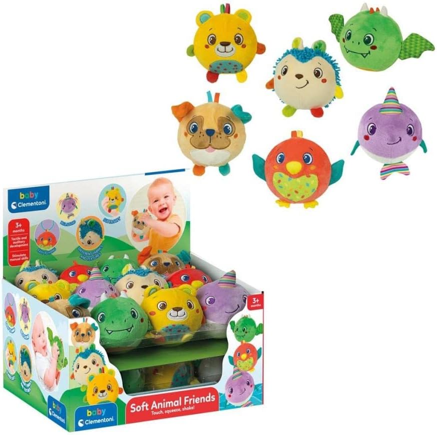 Clementoni 17683 Sonajero Animales de peluche, multicolor, talla única