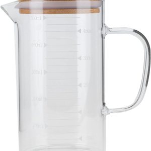 Taza de vidrio, taza medidora de vidrio de borosilicato con tapa, resistente al calor, suministros para bebidas para hotel, restaurante, hogar, Taza de vidrio, taza medidora de vidrio de borosilicato con tapa, resistente al calor, suministros para bebidas para hotel, restaurante, hogar,