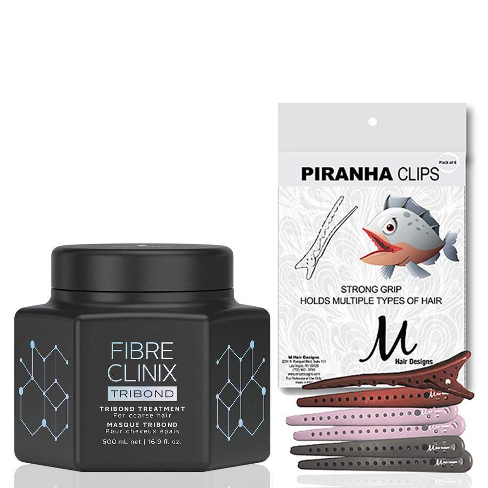 Fibre Clinix Tribond Treatment – Pinzas de piranha de 16.9 onzas y M Hair Designs (paquete 2 artículos)