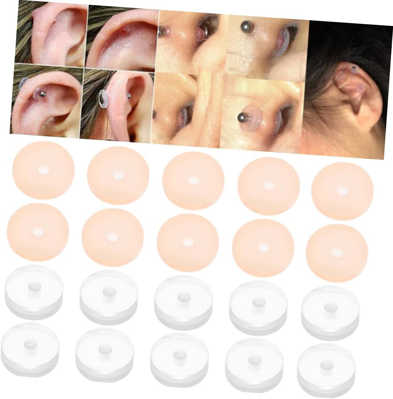 EXCEART 20 unids Junta invisible de silicona pendientes de silicona pendientes transparentes almohadillas de disco de silicona Piercing disco