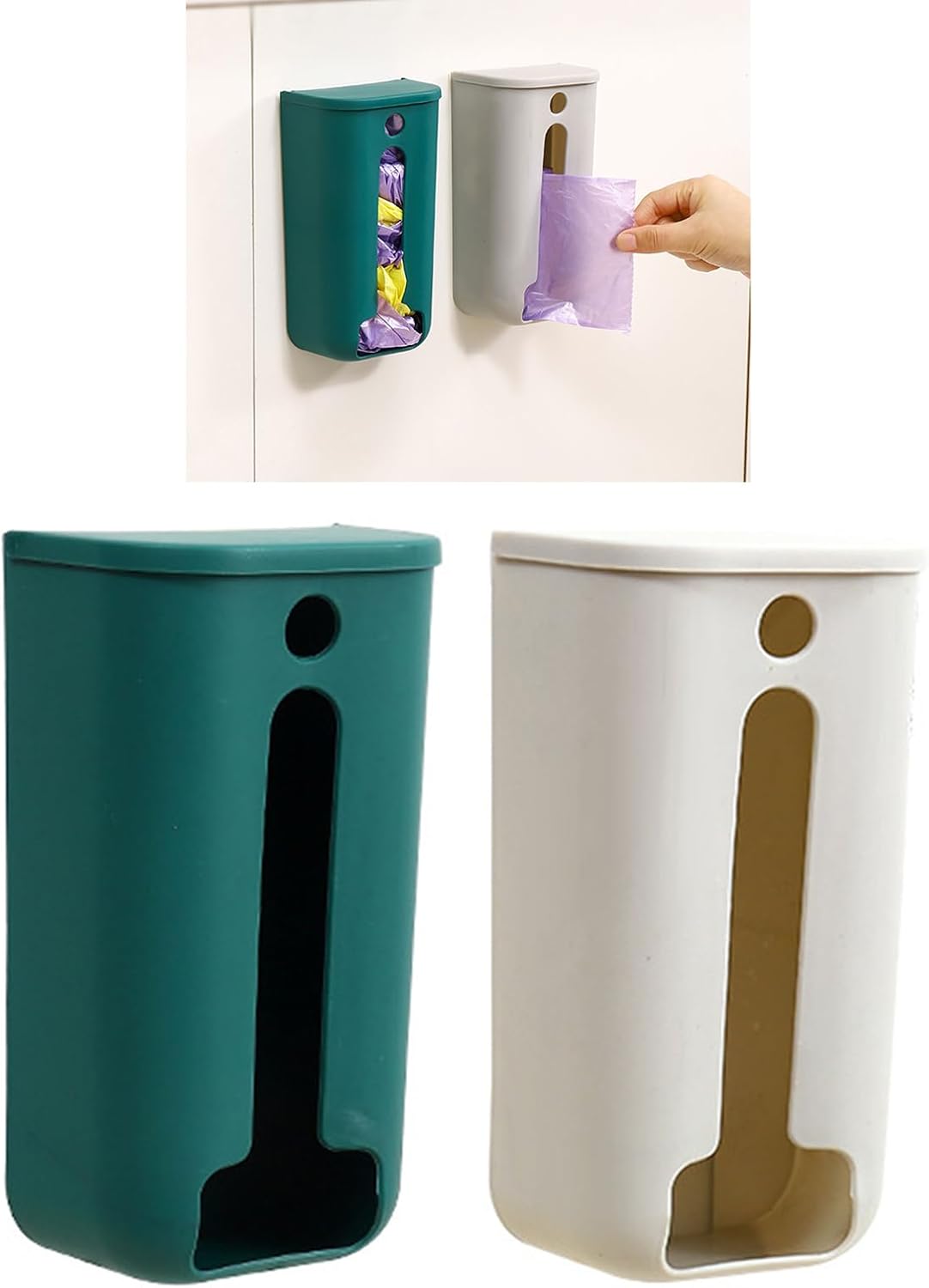 Dispensador de bolsas de basura, soporte de plástico para montaje en pared, organizador de armario de cocina, caja de almacenamiento para bolsa de