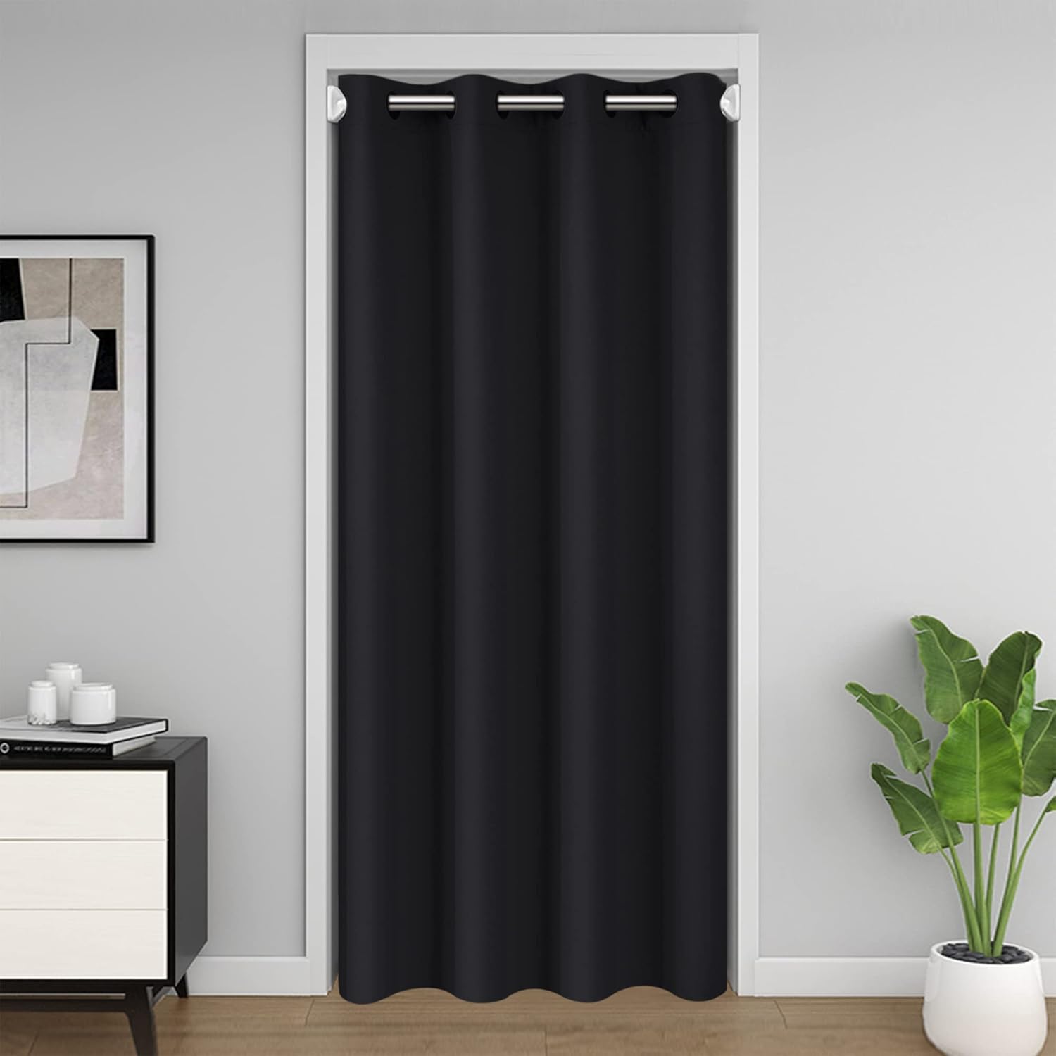 Cortina de puerta para privacidad de puerta, cortinas corredizas para puerta de armario, 80 pulgadas de largo, con aislamiento térmico, para divisor