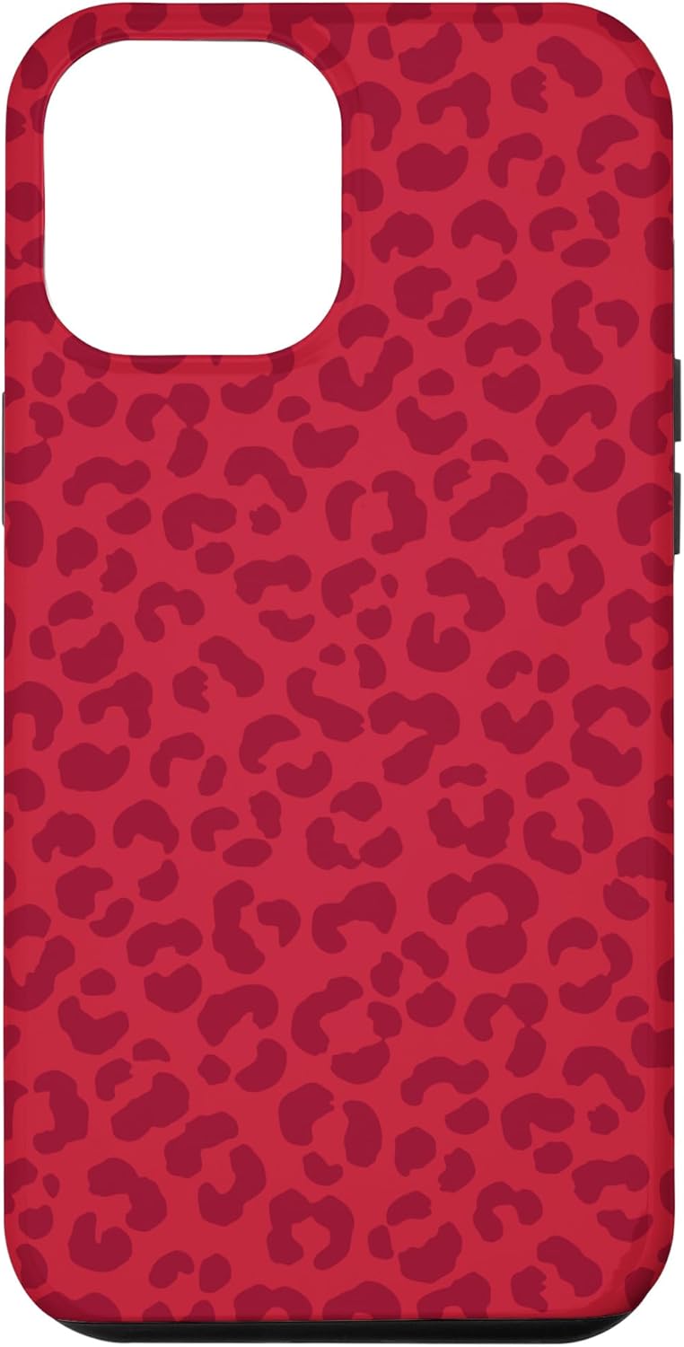 Carcasa para iPhone 14 Pro Max con estampado de leopardo, guepardo y animal, color rojo claro