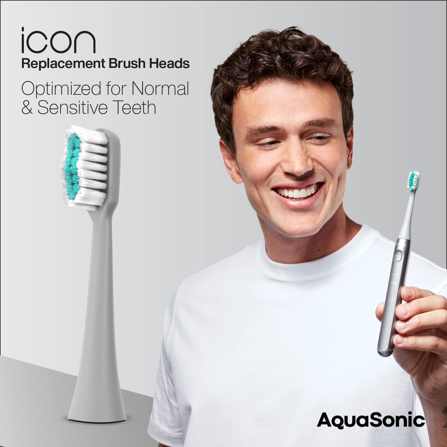 AquaSonic Icon – Cabezales de cepillo de repuesto  Compatible con AquaSonic Icon Cepillo de dientes  2 cabezales de cepillo  para dientes normales y