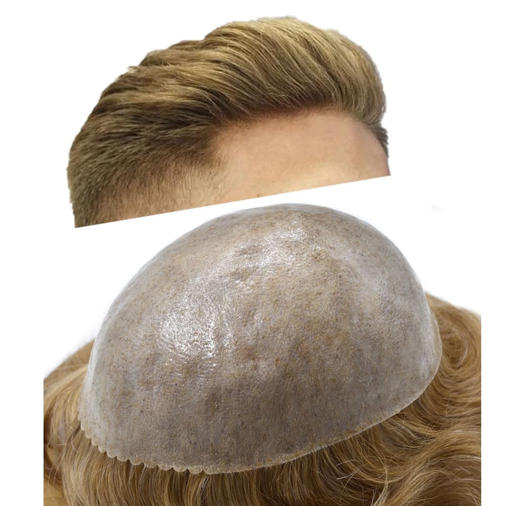 Hairpiece para hombre Toupee 100% Europeo Cabello Humano Pieza Toupee Invisible Poly Coating Unidad de Cabello para Hombres Sistema de Cabello