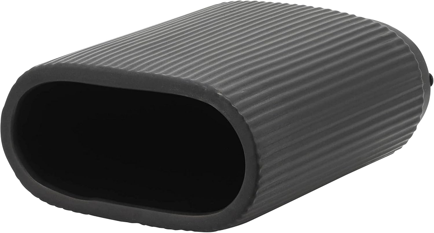 Jarrón de cerámica simple  Jarrón negro contemporáneo de 8 pulgadas para arreglos florales  Elegante centro de mesa  Decoración de mesa para el