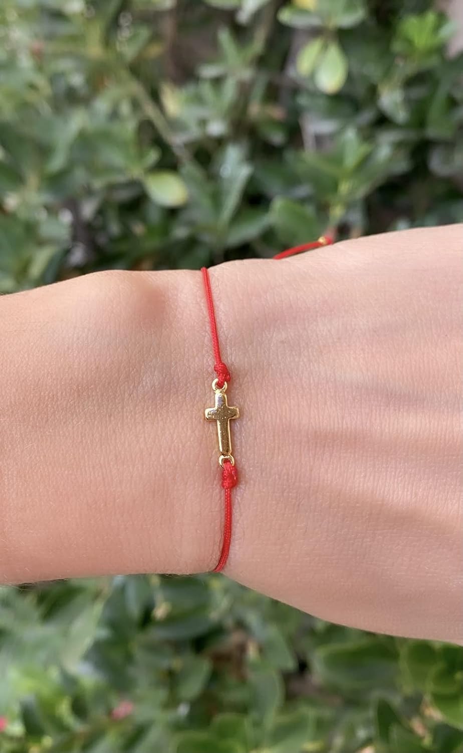 Live Gems  14K Gold Filled Sideways Cross Red String Bracelet, Red String Cross Charm Bracelet, Summer Jewelry Gift for Her, Birthday Jewelry