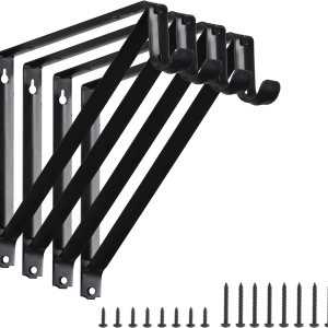 HOME MASTER HARDWARE Estante de armario resistente y soportes de barra, soporte de estantes de armario montados en la pared con soporte de HOME MASTER HARDWARE Estante de armario resistente y soportes de barra, soporte de estantes de armario montados en la pared con soporte de