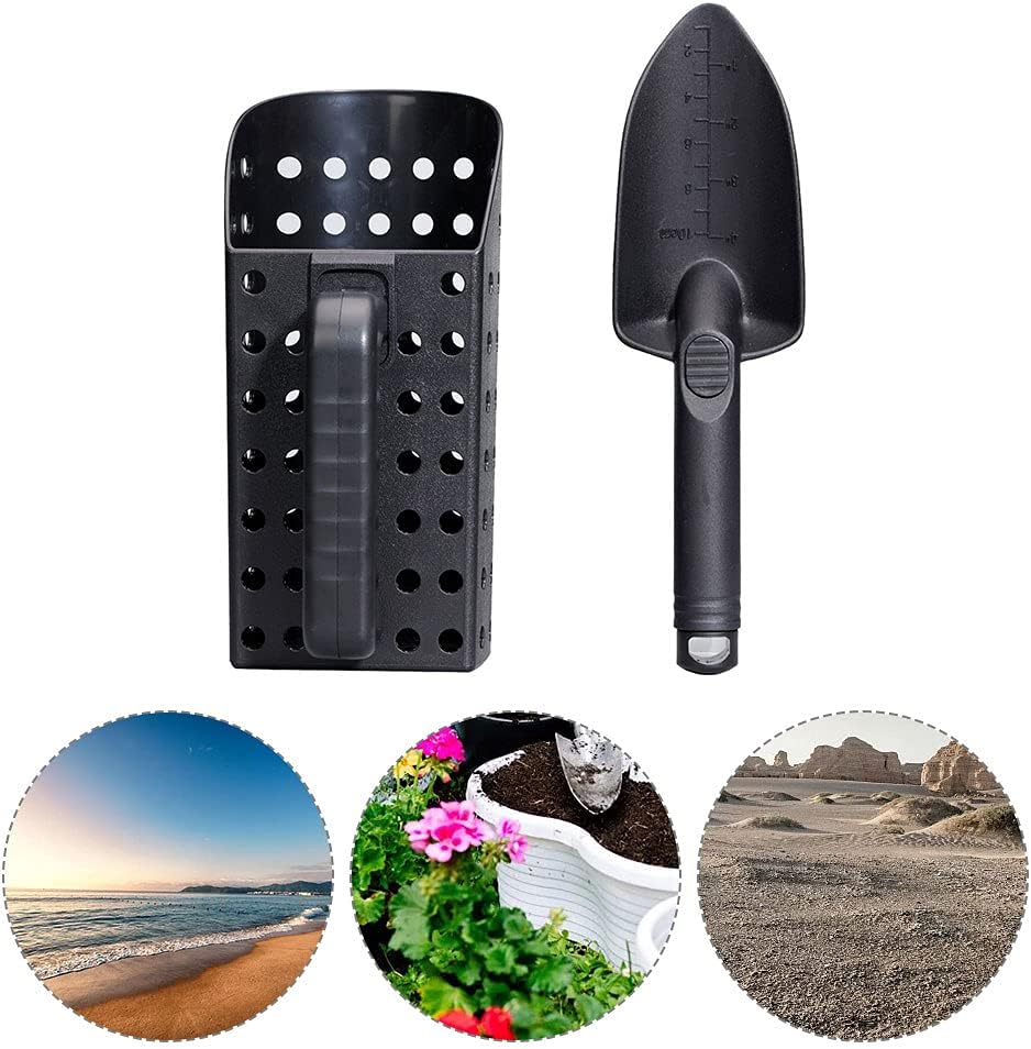 Cuchara de detección con asa, pala de arena de playa, juego de 2 cucharas de arena con pala, herramienta de mano profesional para tesoros submarinos