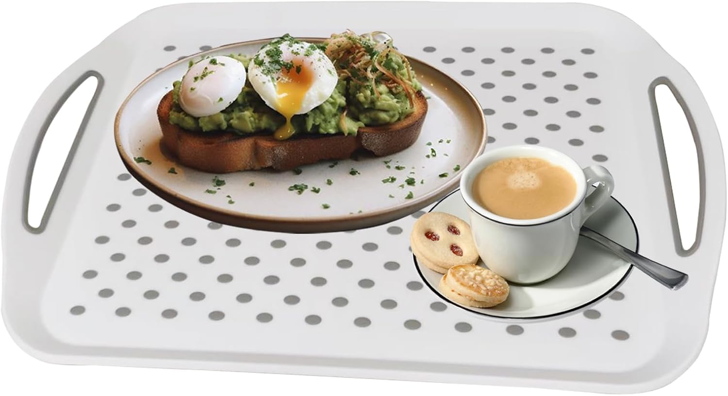 Paquete de 2 bandejas rectangulares antideslizantes para servir alimentos, perfectas para comidas, aperitivos y bebidas, bandeja antideslizante