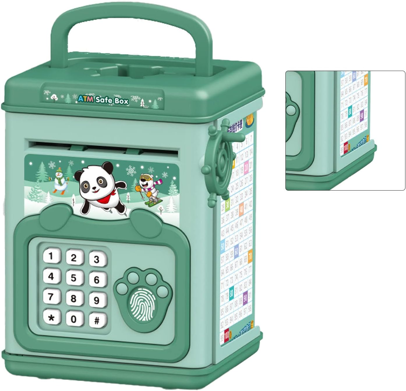 Banco electrónico, contraseña segura de dibujos animados para niños, banco de ahorro de dinero para niños (verde)