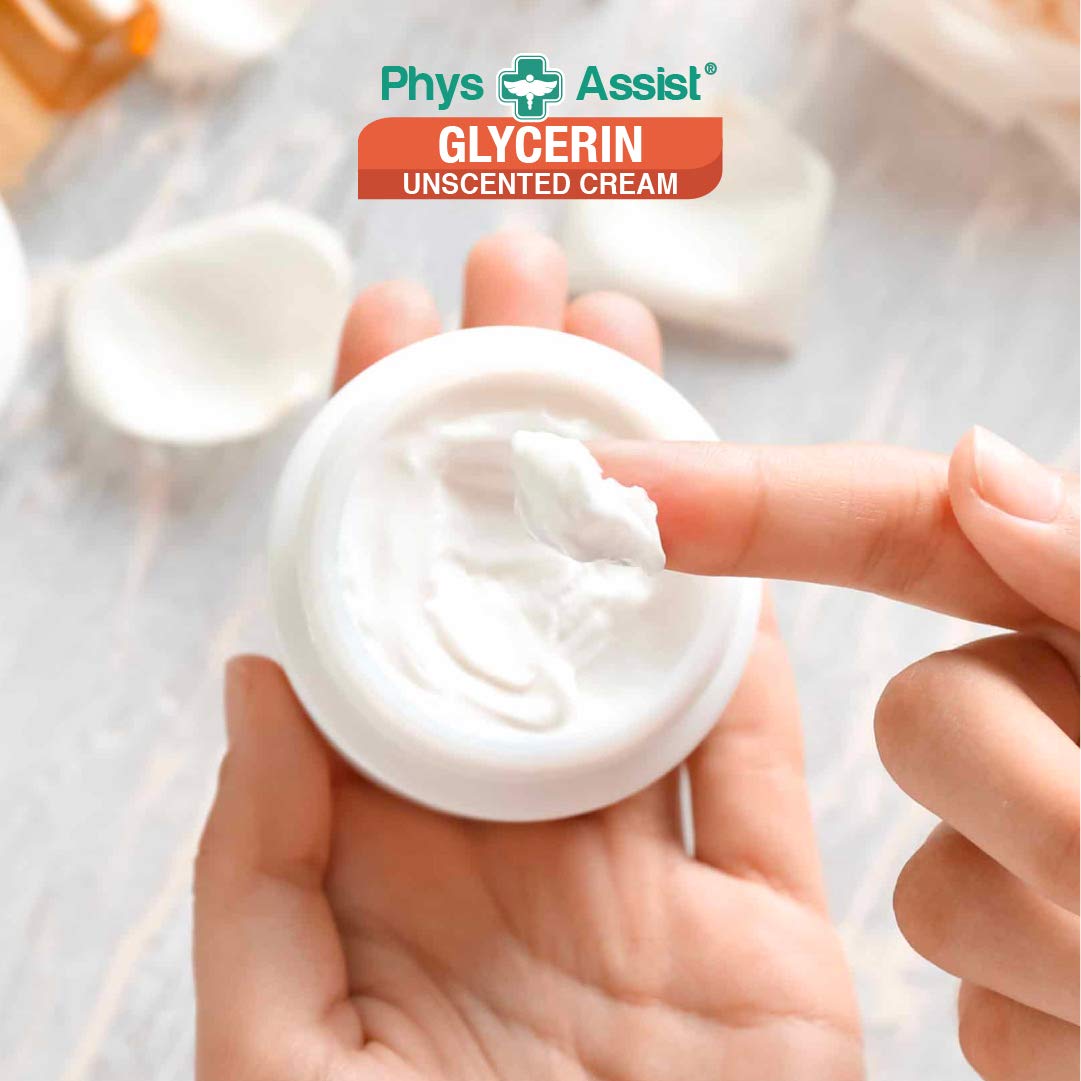 PhysAssist Oncology Glicerina Crema Hidratante Sin Perfume para Piel Estresada Seca. Diseñado para aquellos con Intolerancias a la Fragancia Después